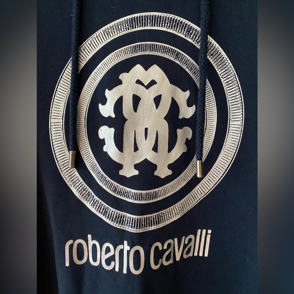 Roberto Cavalli Circle Logo Pullover Hoodie In Blue. S - Picture 4 of 6